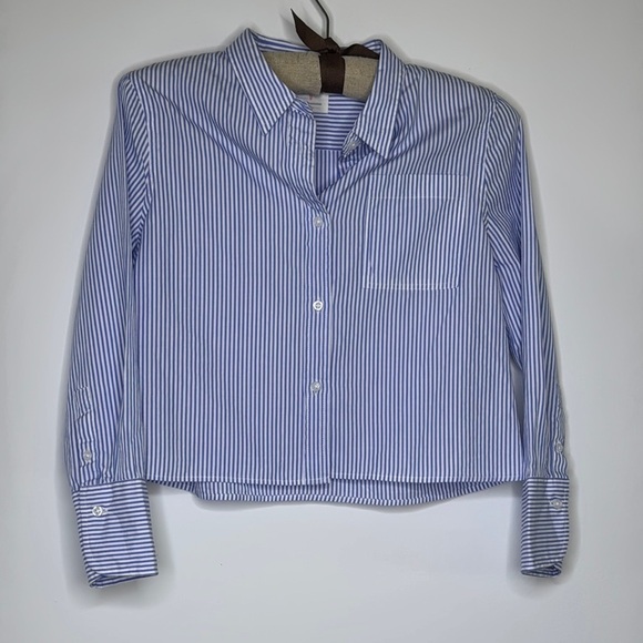 Crewcuts Blue and White Modern Button Down Shirt - Picture 1 of 4